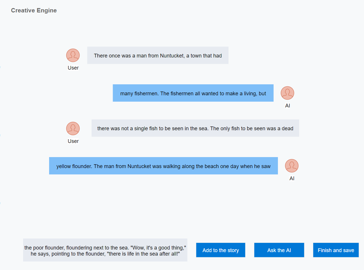 An early mockup of the Creativity Engine Interface